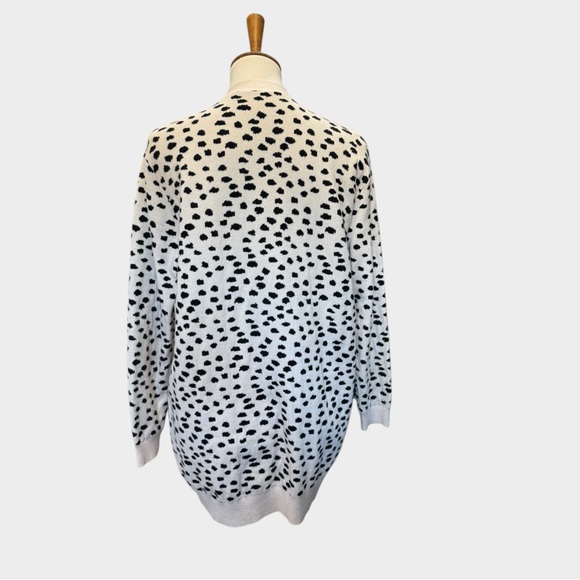 Spotted Open-Front Long Cardigan in Cream and Black #235 - Picture 2 of 3